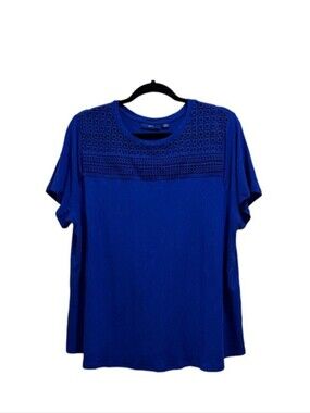 Apt. 9 short sleeve crochet crew neck royal blue shirt size XXL